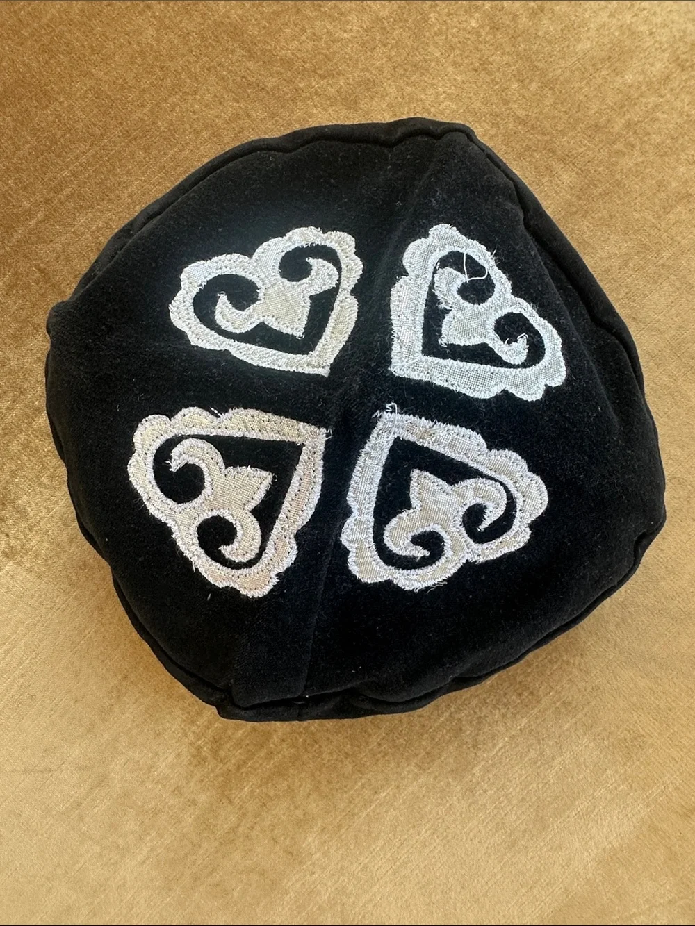 Antique Hand crafted Hat beret style Detailed ornament on Velvet all cotton Sz M